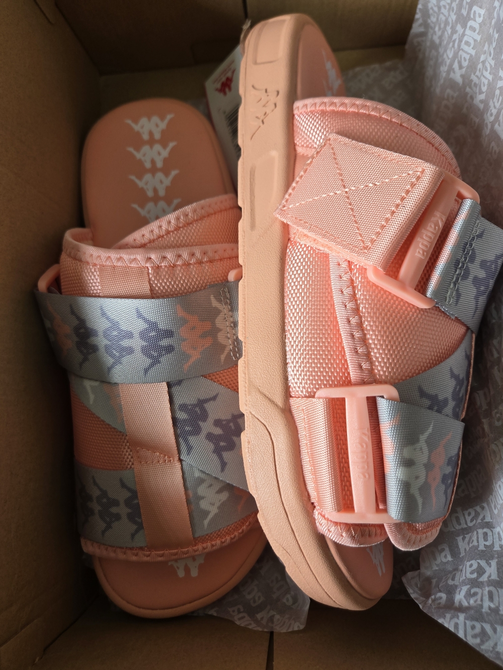 Kappa Logo Coral Pink Slide Sandals Limited Time Sale Page Closing May 1st